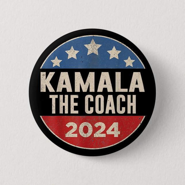 Kamala Harris And The Coach 6 Cm Round Badge (Front)