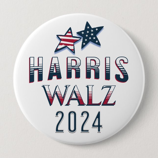 Kamala Harris and Tim Walz 2024 10 Cm Round Badge (Front)