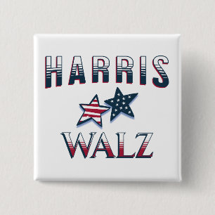 Kamala Harris and Tim Walz 2024 15 Cm Square Badge