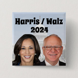 Kamala Harris and Tim Walz 2024 15 Cm Square Badge