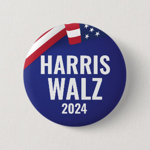 Kamala Harris And Tim Walz 2024 6 Cm Round Badge