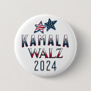 Kamala Harris and Tim Walz 2024 6 Cm Round Badge