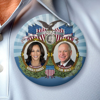 Kamala Harris and Tim Walz 2024 - Classic Jugate 7.5 Cm Round Badge