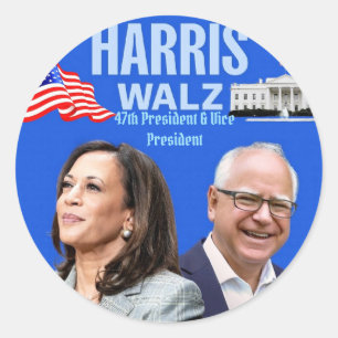 Kamala Harris and Tim Walz-2024_ Classic Round Sticker