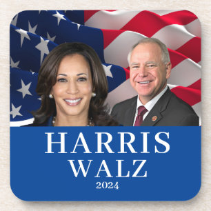 Kamala Harris And Tim Walz 2024 Coaster