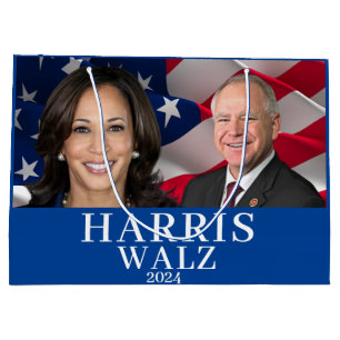 Kamala Harris And Tim Walz 2024 Large Gift Bag