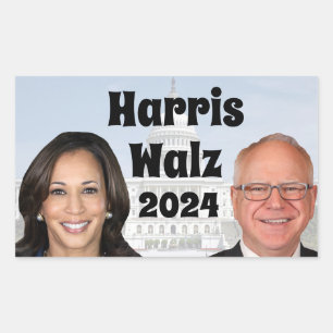 Kamala Harris and Tim Walz 2024 Rectangular Sticker