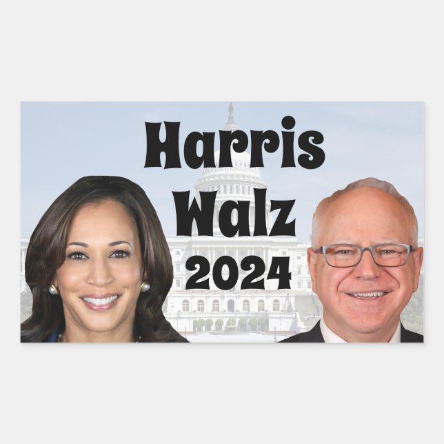 Kamala Harris and Tim Walz 2024 Rectangular Sticker (Front)