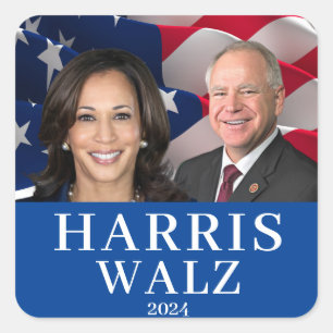 Kamala Harris And Tim Walz 2024 Square Sticker