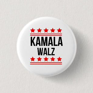Kamala Harris And Tim Walz  3 Cm Round Badge