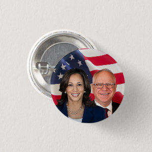Kamala Harris and Tim Walz 3 Cm Round Badge