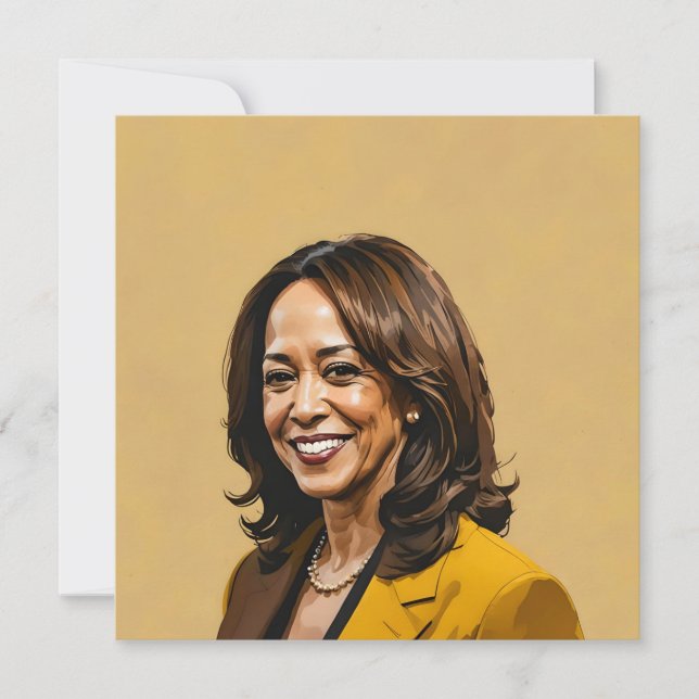 Kamala Harris Artistic Portrait, Brown Version  Card (Front)