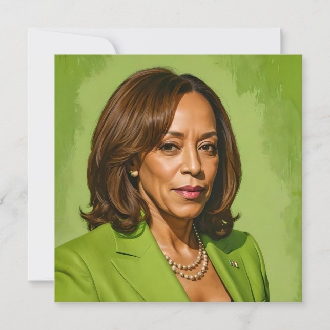 Kamala Harris Artistic Portrait, Green Version  Card (Front)