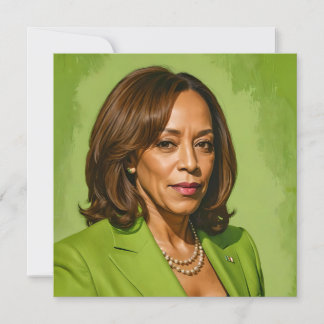 Kamala Harris Artistic Portrait, Green Version  Card