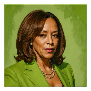 Kamala Harris Artistic Portrait, Green Version Poster