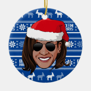 Kamala Harris Aviators Holiday Ceramic Tree Decoration