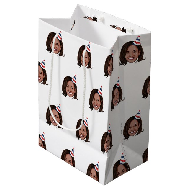 Kamala Harris Birthday Medium Gift Bag (Front Angled)