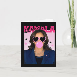 Kamala Harris Blowing Bubble Gum Pink Sungles Kama Card
