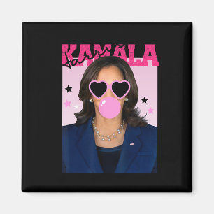 Kamala Harris Blowing Bubble Gum Pink Sungles Kama Magnet