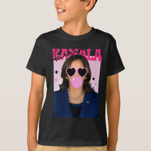 Kamala Harris Blowing Bubble Gum Pink Sungles Kama T-Shirt