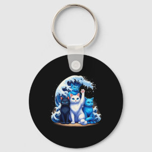 Kamala Harris Blue Cats Wave Cat Owners Cat Lovers Key Ring