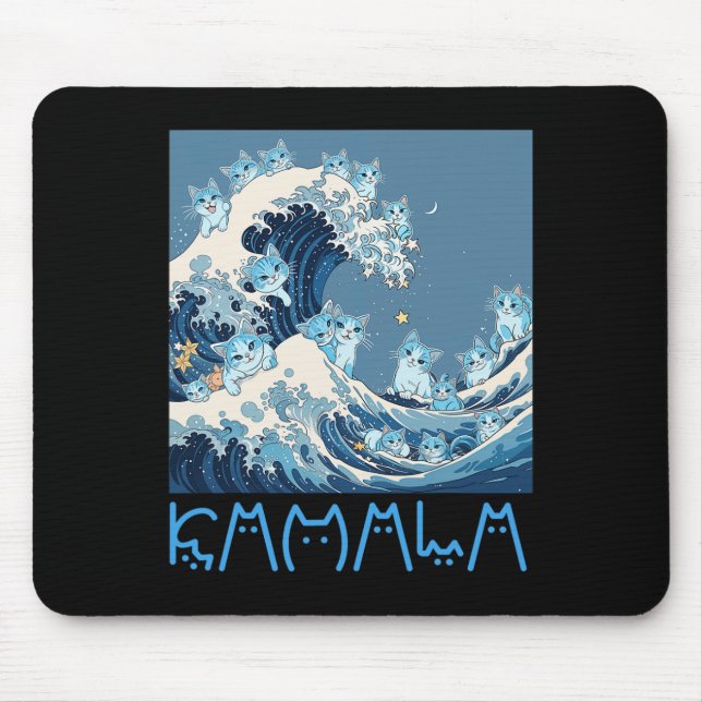 Kamala Harris Blue Cats Wave - Funny For Cat Owner Mouse Mat (Front)