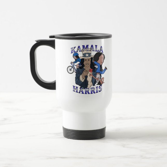 Kamala Harris Bootleg Rap Style Election Travel Mug (Left)