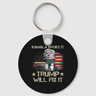 Kamala Harris Broke It Trump Will Fix It Usa Flag Key Ring