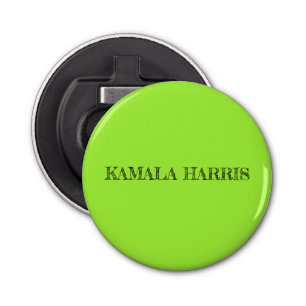 Kamala Harris Button Bottle Opener in Lime Green