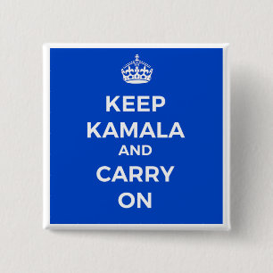 Kamala Harris Button- Keep Calm 15 Cm Square Badge