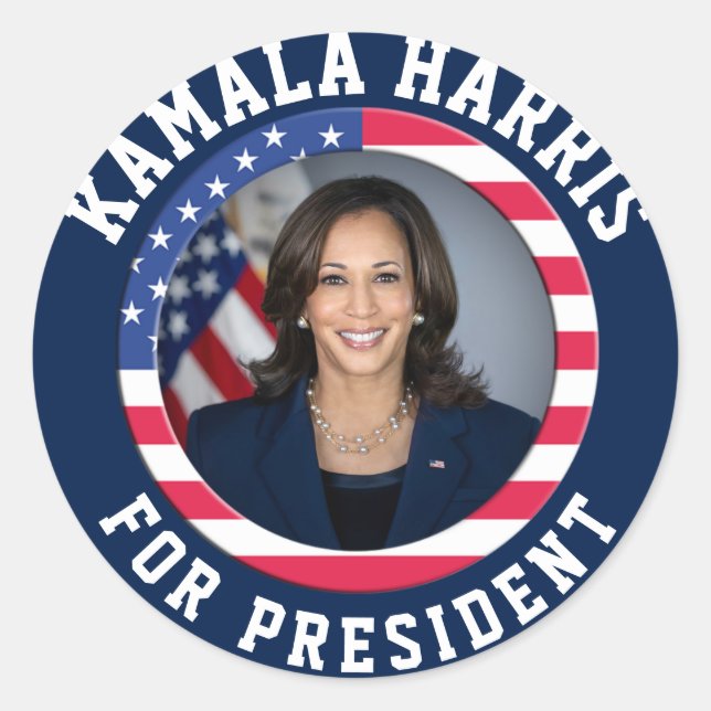 Kamala Harris  Campaign Photo Classic Round Sticker (Front)