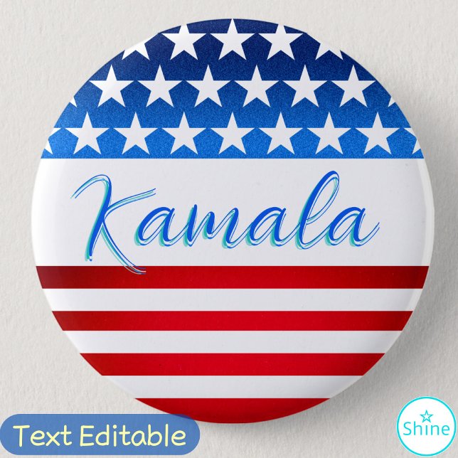 Kamala Harris Campaign SWAG US Flag Elegant Script 6 Cm Round Badge (Creator Uploaded)