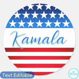 Kamala Harris Campaign SWAG US Flag Elegant Script Classic Round Sticker