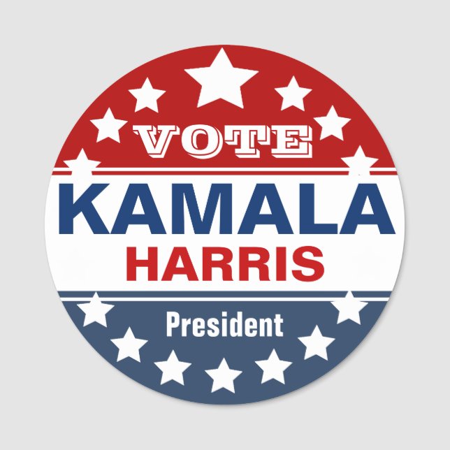 Kamala Harris  Campaign Template Name Tag (Front)