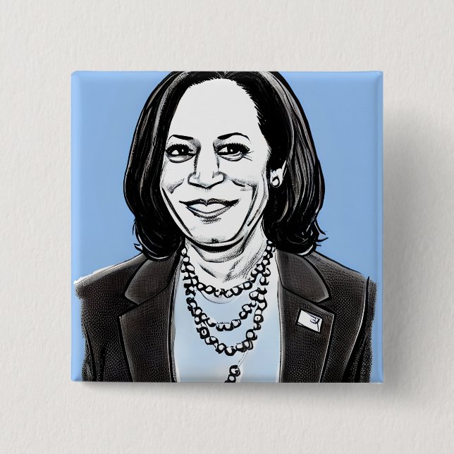 Kamala Harris Caricature Political 15 Cm Square Badge (Front)