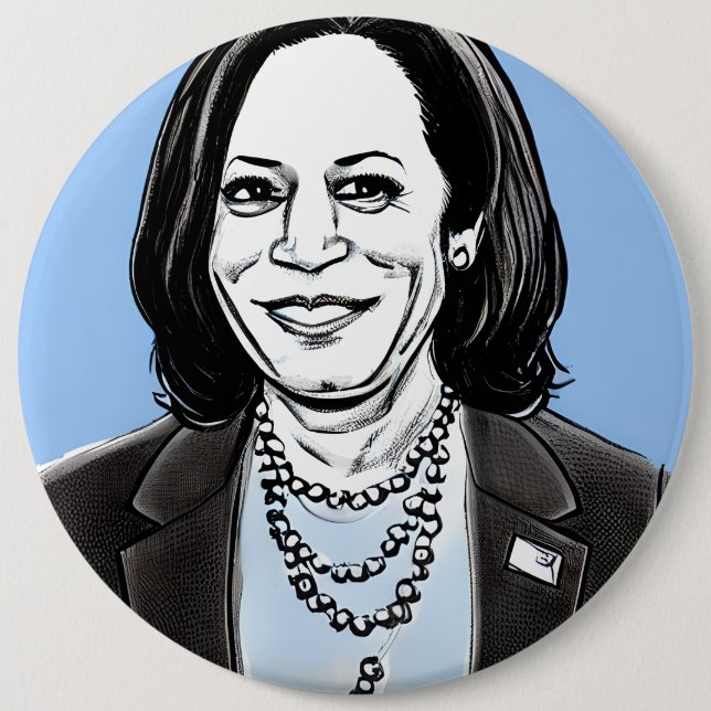 Kamala Harris Caricature Political 6 Cm Round Badge (Front)