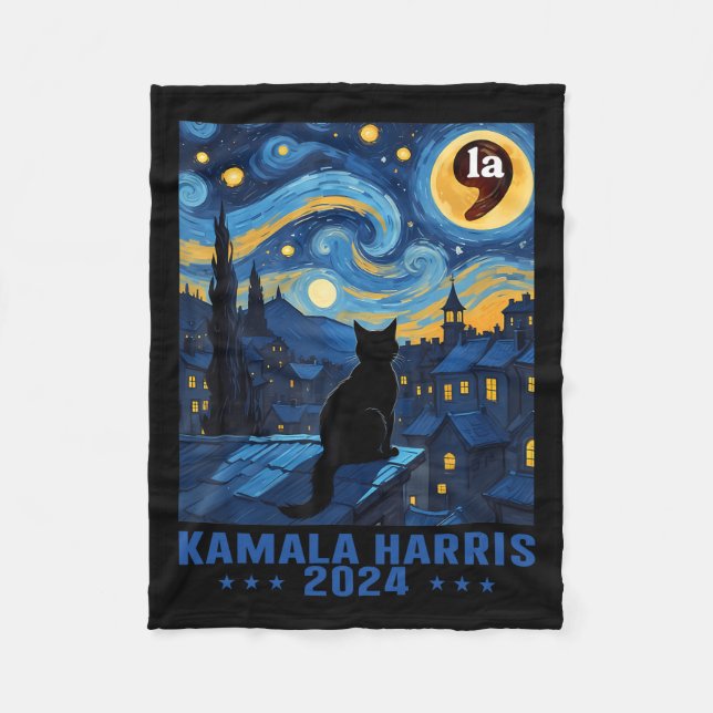 Kamala Harris Cat Lady Funny  Fleece Blanket (Front)