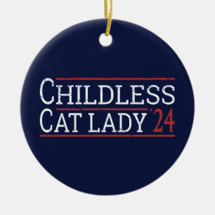 Kamala Harris - Childless Cat Lady 2024 I Ceramic Tree Decoration