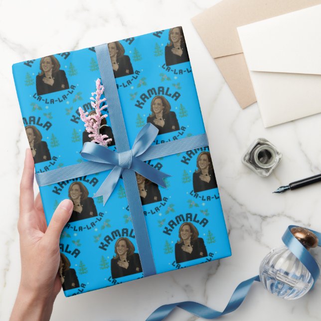 Kamala Harris Christmas Blue Wrapping Paper (Gifting)