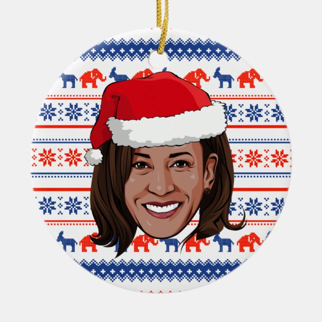 Kamala Harris Christmas Ceramic Tree Decoration (Front)