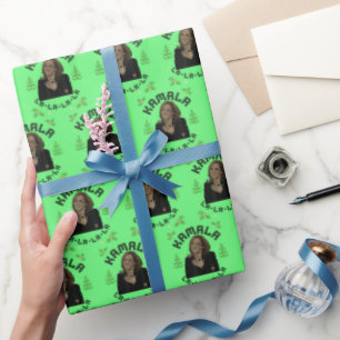 Kamala Harris Christmas Green Wrapping Paper