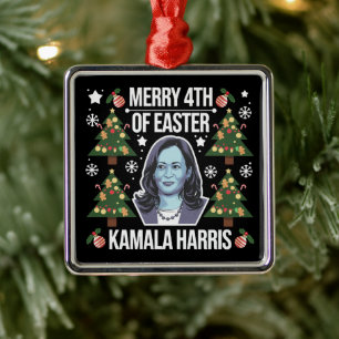 Kamala Harris Christmas Santa Merry 4th Of Easter Metal Tree Decoration