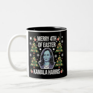 Kamala Harris Christmas Santa Merry 4th Of Easter Two-Tone Coffee Mug