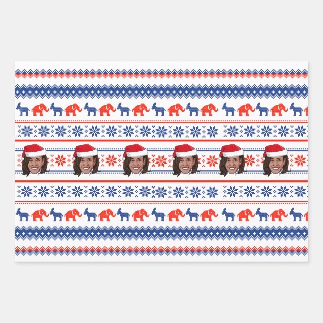 Kamala Harris Christmas Wrapping Paper Sheet (Front)