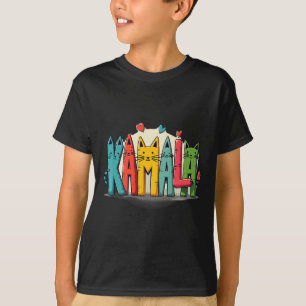 Kamala Harris Colourful Cat Lettering Funny Presid T-Shirt