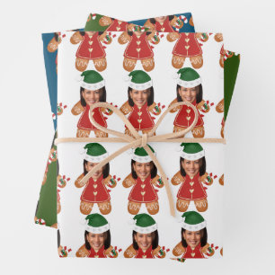 Kamala Harris Custom Face Photo Gingerbread Woman  Wrapping Paper Sheet