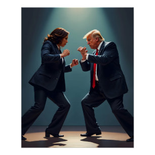 Kamala Harris Donald Trump Fighting 2024 Poster