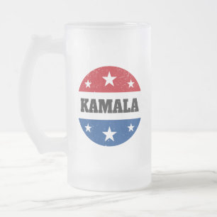 Kamala Harris Election 2024 V Frosted Glass Beer Mug