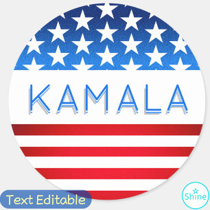 Kamala Harris Election USA Flag Modern Custom Text Classic Round Sticker
