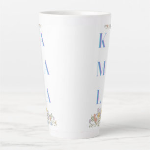 Kamala Harris. Flowers. Subtle. White and Blue Latte Mug